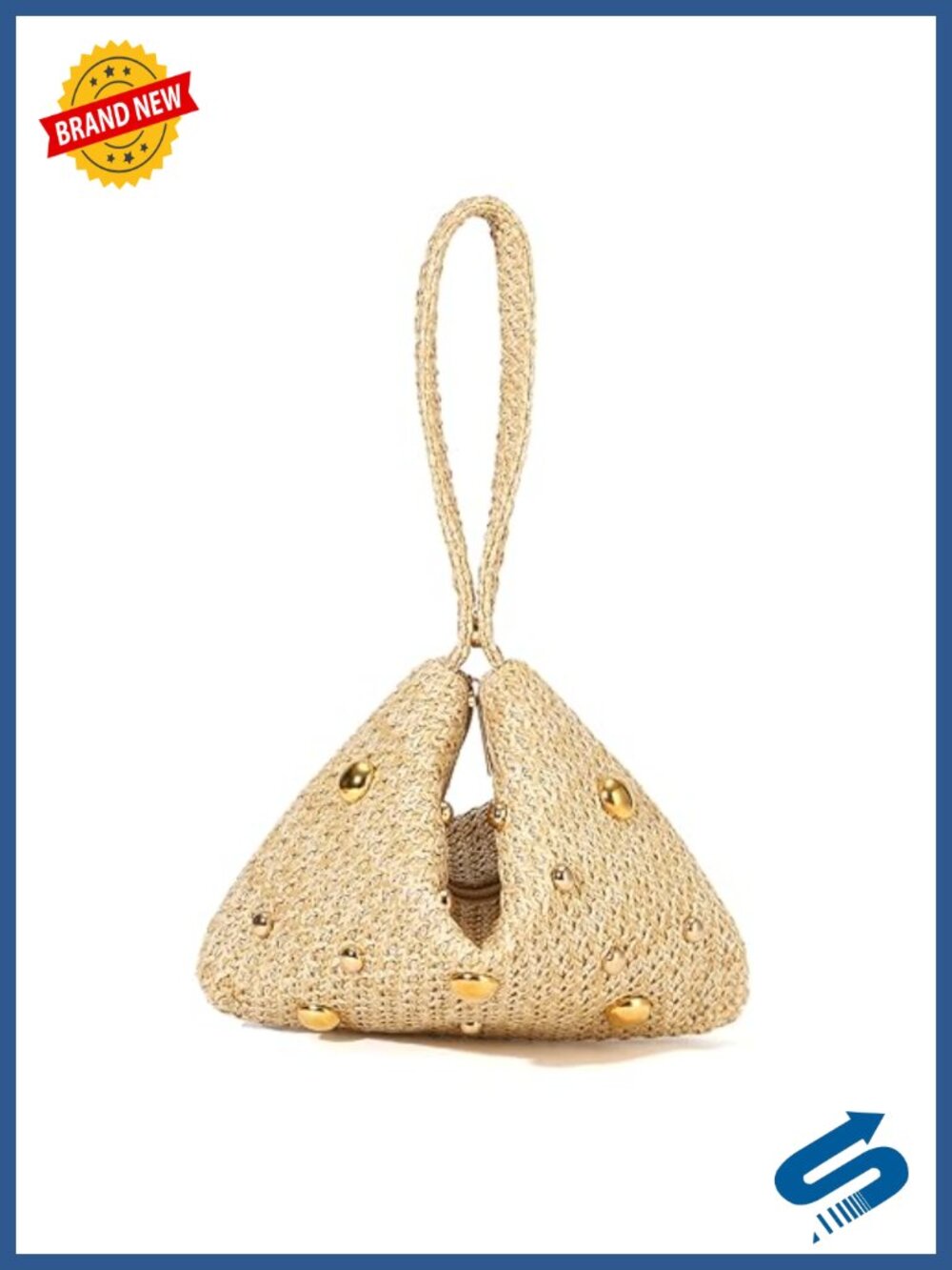 Mini Straw Woven Clutch Beach Bag Beaded Evening Purse Handbag